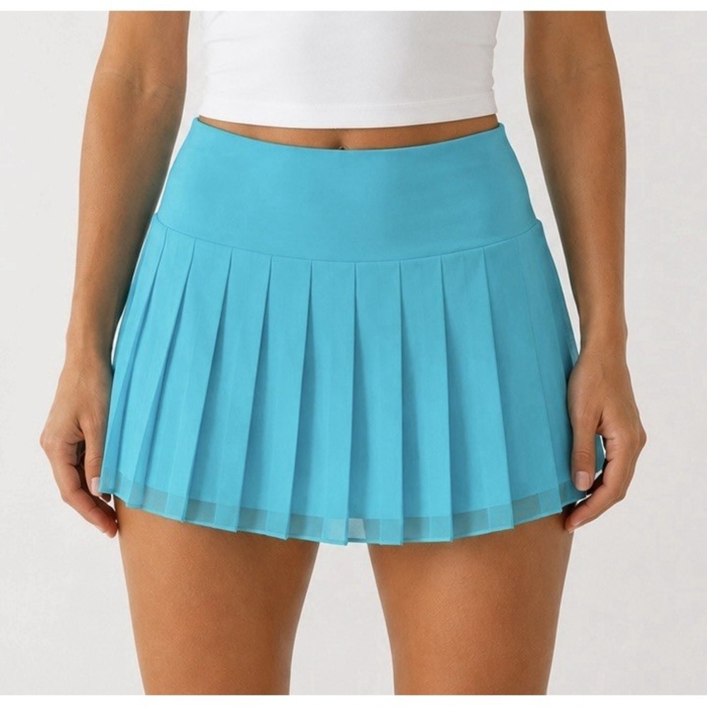 Tzu Tzu Aqua Blue Pleated Tennis Golf Skort Skirt XS Built In Shorts Women